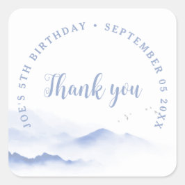 Blue Berge Danke zum Geburtstag Quadratischer Aufkleber