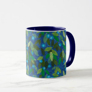 Blue Berries Minimal floral Muster Papier Collage Tasse