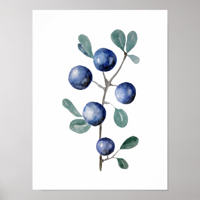 Blue Berries Obstbäume Kunstwerk Poster (Vorne)