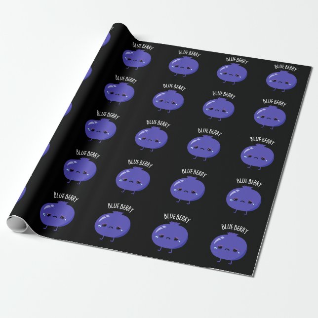 Blue Berry Funny Blueberry Pun Dark BG Geschenkpapier (Ungerollt)