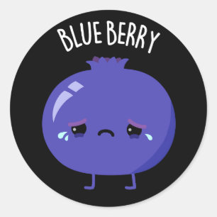 Blue Berry Funny Blueberry Pun Dark BG Runder Aufkleber