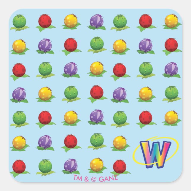 Blue Berry Pattern Quadratischer Aufkleber (Vorderseite)