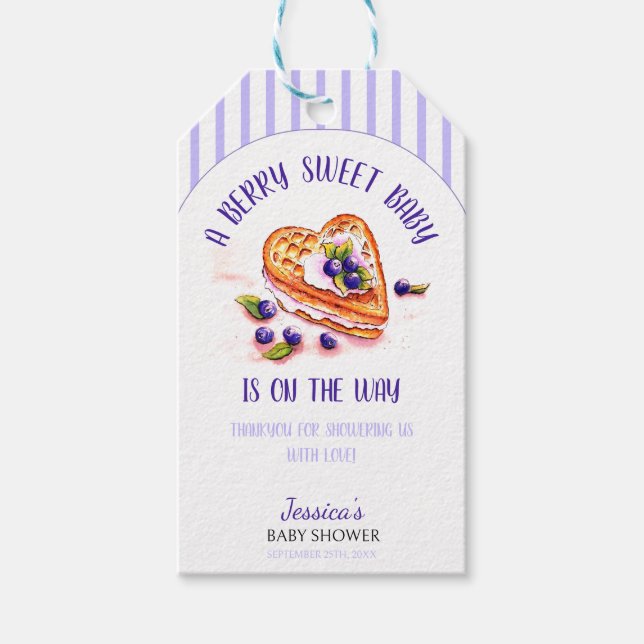 Blue Berry Sweet Fall Baby Dusche Geschenkanhänger (Vorderseite)