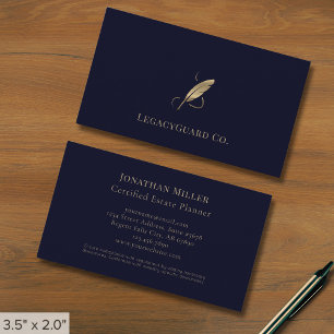 Blue Beruflich Luxe Gold Quill Logo Visitenkarte