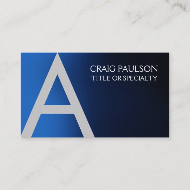Blue Beruflich Monogram Business Card Visitenkarte (Vorderseite)