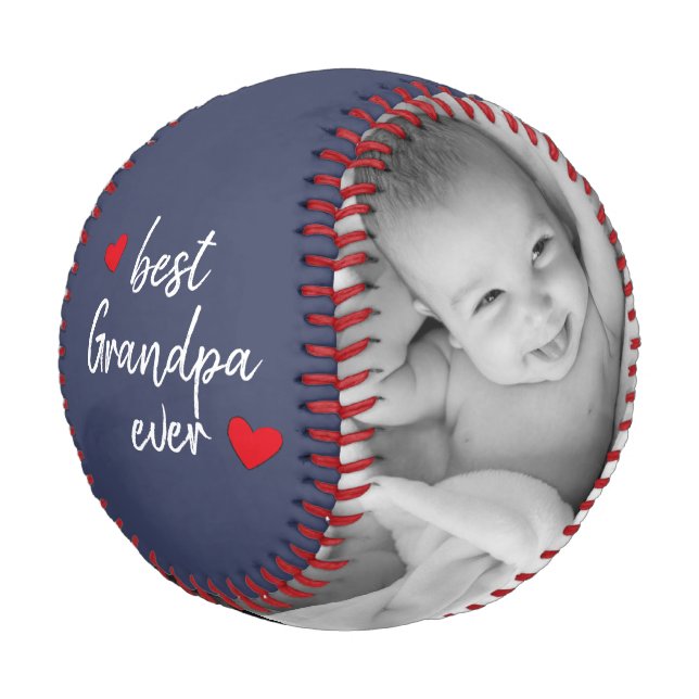 Blue Best Opa Ever 2 Foto kundenspezifisch Baseball (Schrägansicht)
