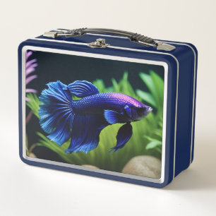 Blue Beta Fish Metall Brotdose