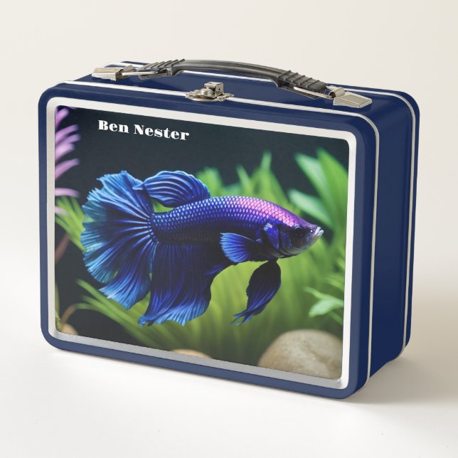 Blue Beta Fish Metall Brotdose (Vorderseite)