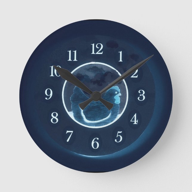 Blue Betsy Runde Wanduhr (Vorderseite)