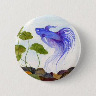Blue Betta Fish Button