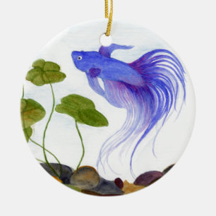 Blue Betta Fish Keramik Ornament