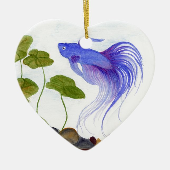 Blue Betta Fish Keramikornament (Vorne)