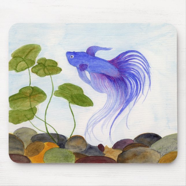 Blue Betta Fish Mousepad (Vorne)