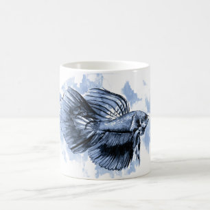 Blue Betta Fish Tasse