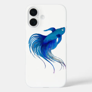 Blue Betta Fish Watercolor iPhone 16 Hülle