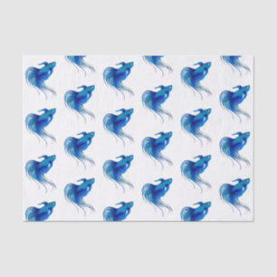 Blue Betta Fish Watercolor Seidenpapier