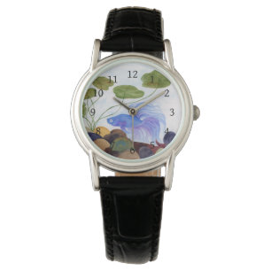 Blue Betta Fish Wrist Watch Armbanduhr