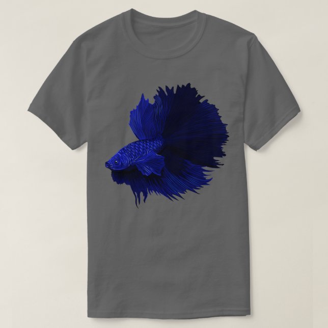 Blue Betta Splendens männliche Fischgestaltung T-Shirt (Design vorne)