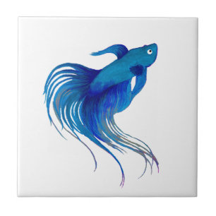 Blue Betta Watercolor Fliese
