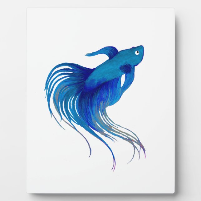 Blue Betta Watercolor Fotoplatte (Vorderseite)