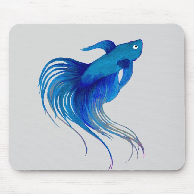 Blue Betta Watercolor Mousepad (Vorne)
