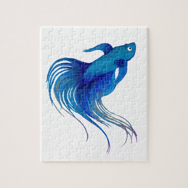 Blue Betta Watercolor Puzzle (Vertikal)