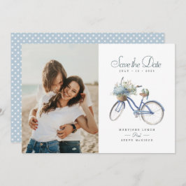 Blue Bicycle Bohemisch Watercolor Wedding Foto Save The Date
