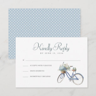 Blue Bicycle Bohemisch Watercolor Wedding RSVP Car Karte