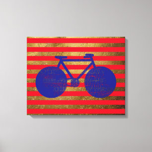 blue bicycle & golden/red stripes leinwanddruck