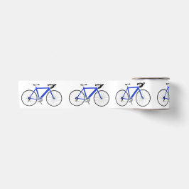 Blue Bicycle on White Satin Ribbon Satinband