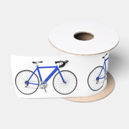 Blue Bicycle on White Satin Ribbon Satinband