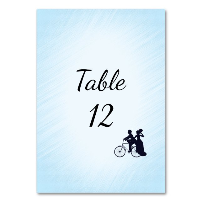 Blue Bicycle Wedding Tischnummer (Vorderseite)