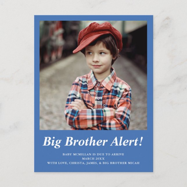 Blue Big Brother Foto Pregnancy Ankündigung (Vorderseite)