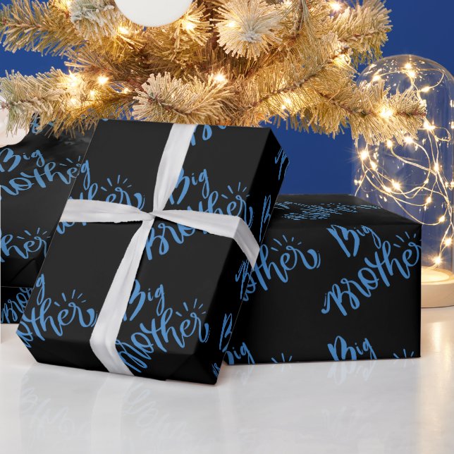 Blue Big Brother Geschwisttypografie Wrapping Pape Geschenkpapier (Feiertage)