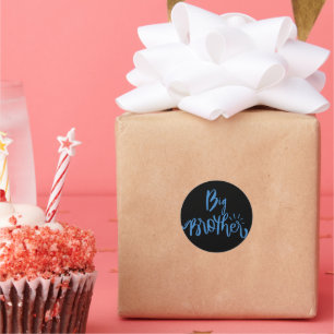 Blue Big Brother Geschwisttypografie Wrapping Pape Runder Aufkleber