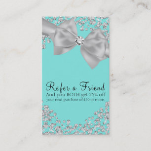 Blue Big White Bow Diamonds Verleihung eines Freun Empfehlungskarte