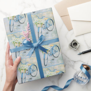 Blue Bike mit Daisies Geschenkpapier