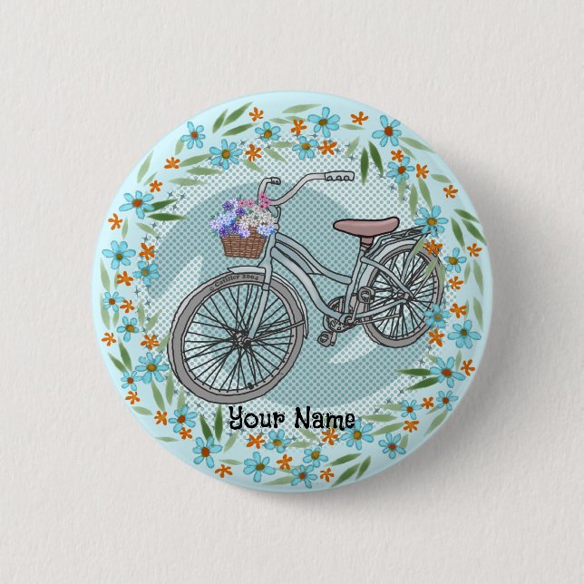 Blue Bike Ornament Button (Vorderseite)