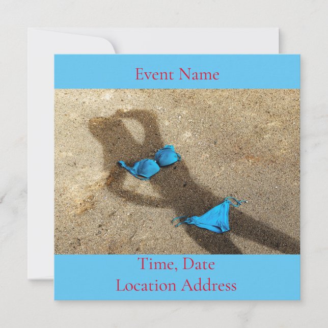 Blue Bikini Beach Sand Thunder_Cove Einladung (Vorderseite)