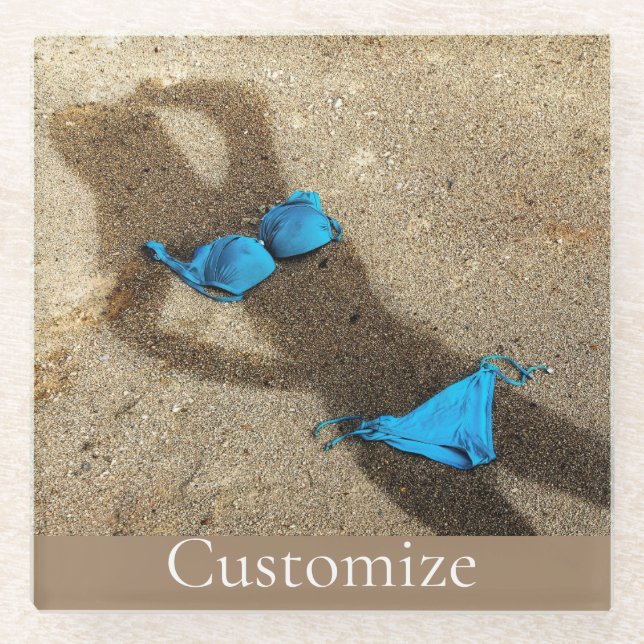 Blue Bikini Beach Sand Thunder_Cove Glasuntersetzer (Vorderseite)