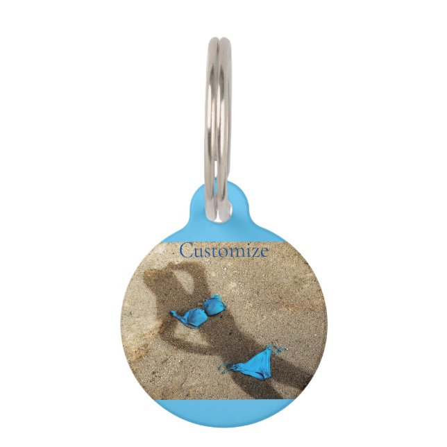 Blue Bikini Beach Sand Thunder_Cove Haustiermarke (Vorderseite)