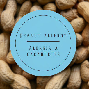 Blue Bilingual Peanut Allergary Alert Spanisch Runder Aufkleber