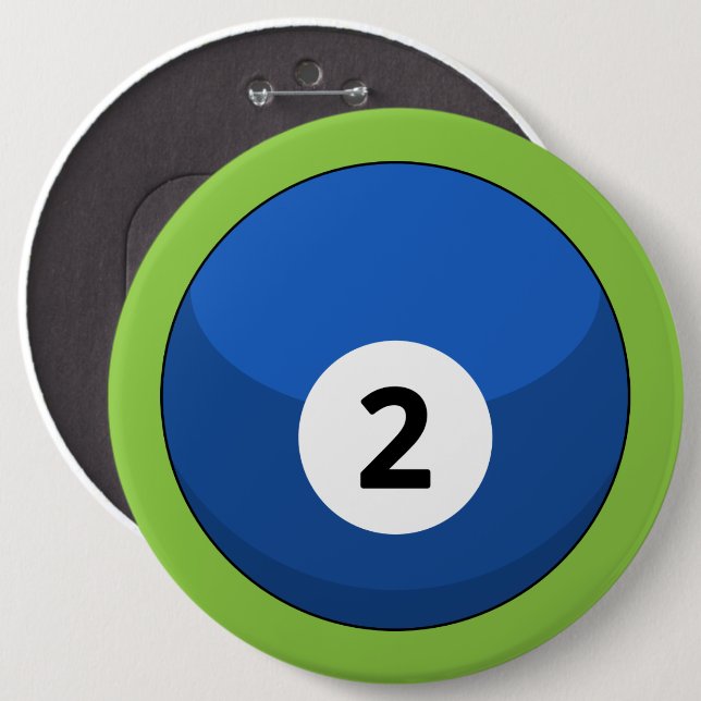 Blue Billiard Ball Nummer Zwei Button (Vorne & Hinten)