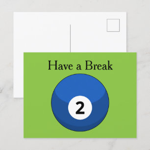Blue Billiard Ball Nummer Zwei personalisieren Feiertagspostkarte