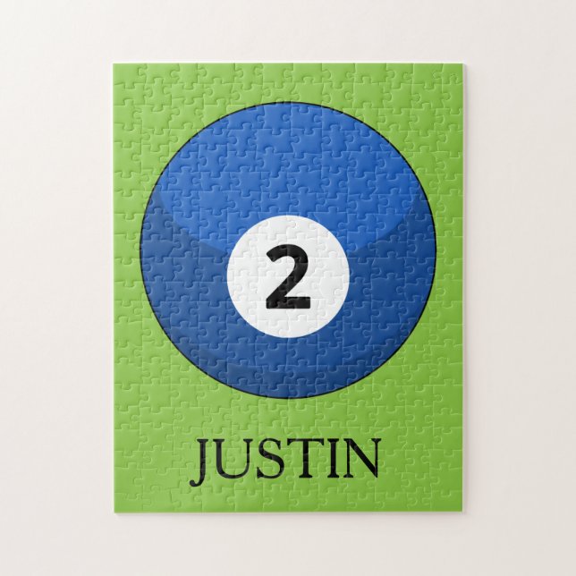 Blue Billiard Ball Nummer Zwei personalisieren Puzzle (Vertikal)