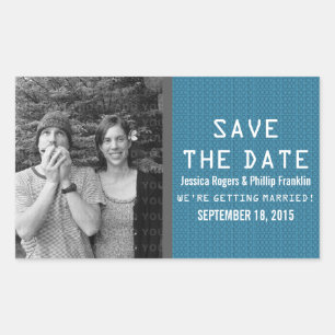 Blue Binary Code Foto Save the Date Aufkleber