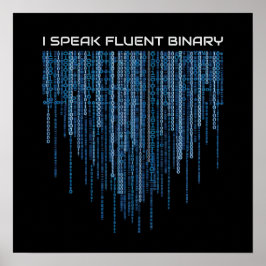 Blue Binary Code Poster