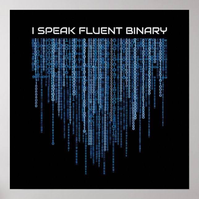 Blue Binary Code Poster (Vorne)