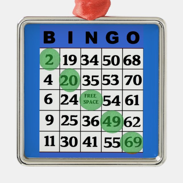 Blue BINGO Card | BINGO Lover's Geschenk Weihnacht Ornament Aus Metall (Vorne)