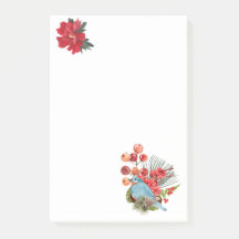 Blue Bird and Cherry Post-it Notes